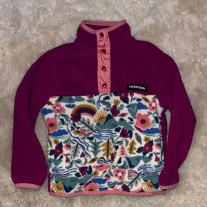 Lands' End Kids' Fuchsia and Floral Fleece Sweatshirt size 2/3